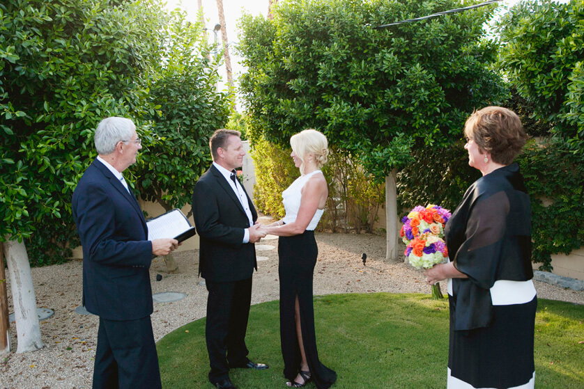 Intimate wedding photographs, wedding ceremony Palm Springs, Private Estate, California