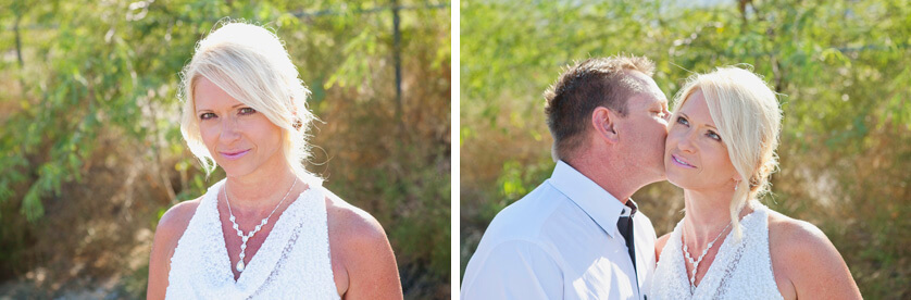 Wedding elopement portraits Palm Springs California Bride and Groom before the ceremony