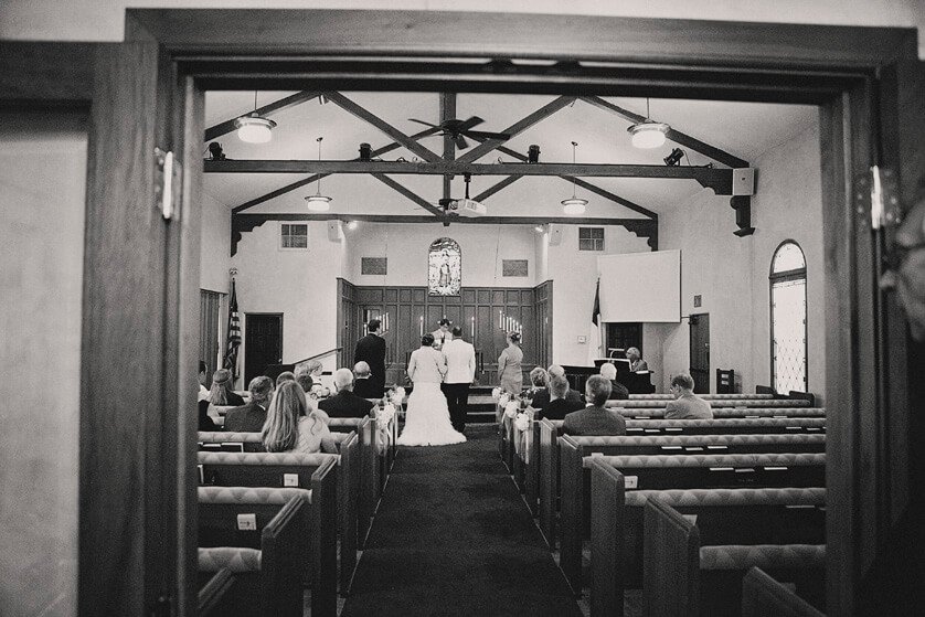 View of the ceremony from the back of the church