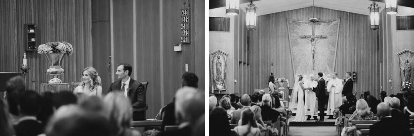 Black and white photographs inside church