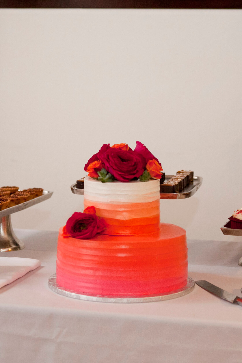 Ombre orange wedding cake