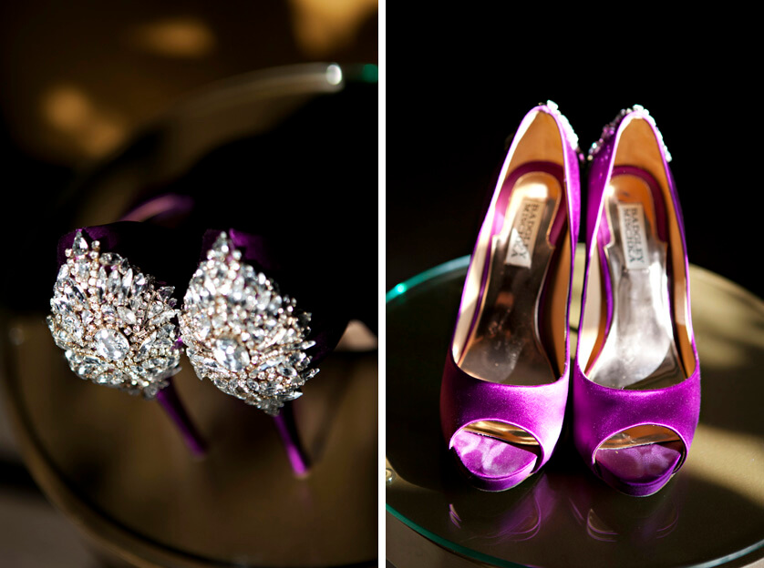 Purple Badgley Mischka brides shoes