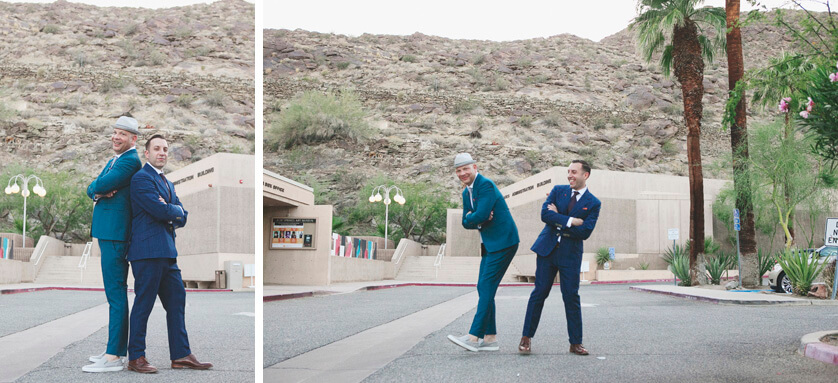 Wedding portraits outdoors in downtown Palm Springs