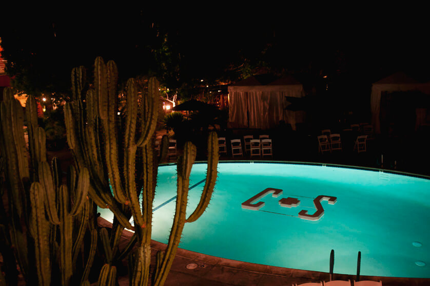 Night time at Spencers Pool in Palm Springs