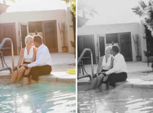 Mid-Century modern photography Palm Springs. Backyard elegant and fun fall elopement