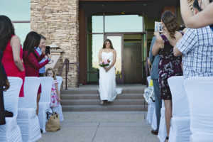 The nervous bride walks down the aisle