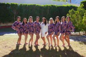 Bride and bridesmaids in matching robes