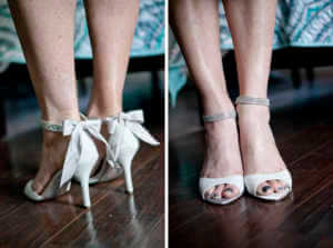 Details of the brides shoes in Riverside, California