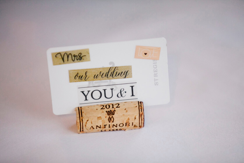 Place cards using wine corks