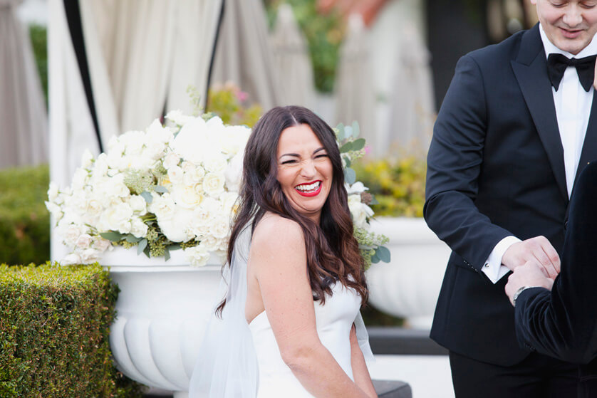 Beautiful reaction shot at wedding ceremony