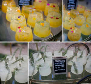 Pretty signature wedding drinks await the guests before they are seated for the ceremony