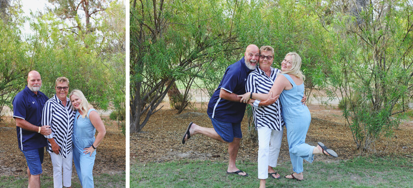 Silly portraits and groupings at family session in the desert