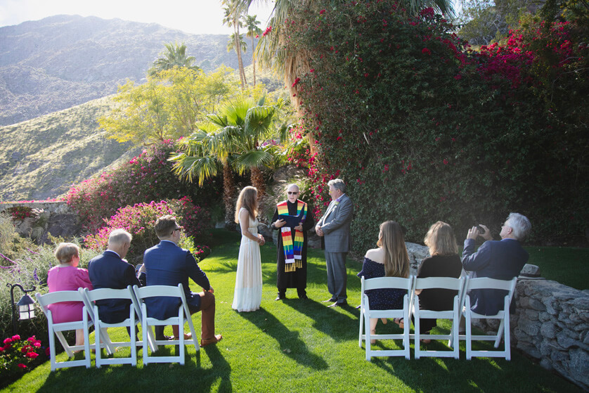 lawn ceremony, lawn wedding, small wedding, micro wedding, tiny weddings Palm Springs