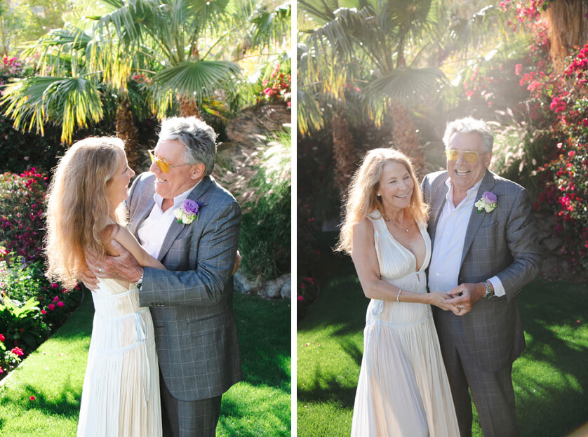 Sunlight portraits, full sun, Palm Springs wedding photos