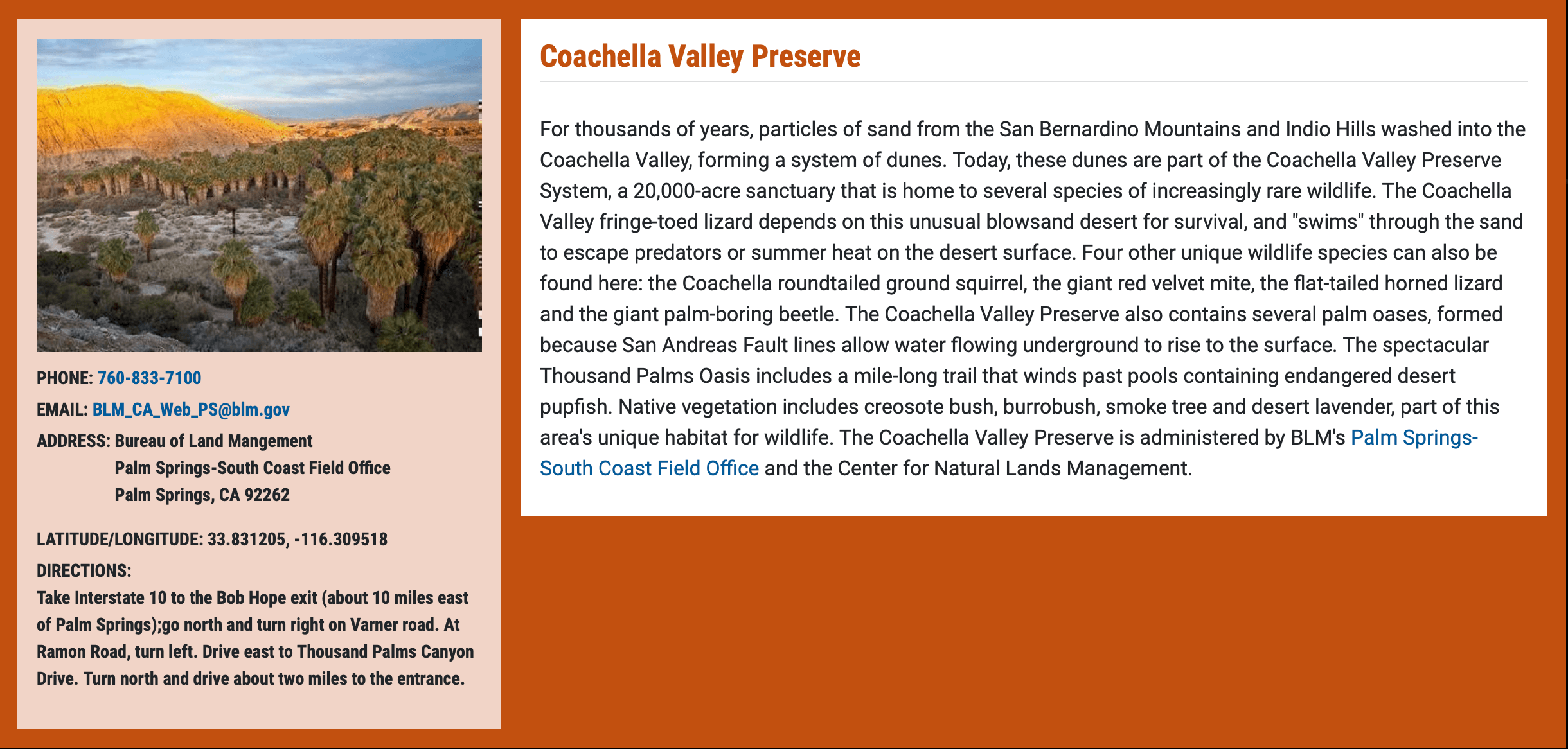 Coachella Valley Reserve
