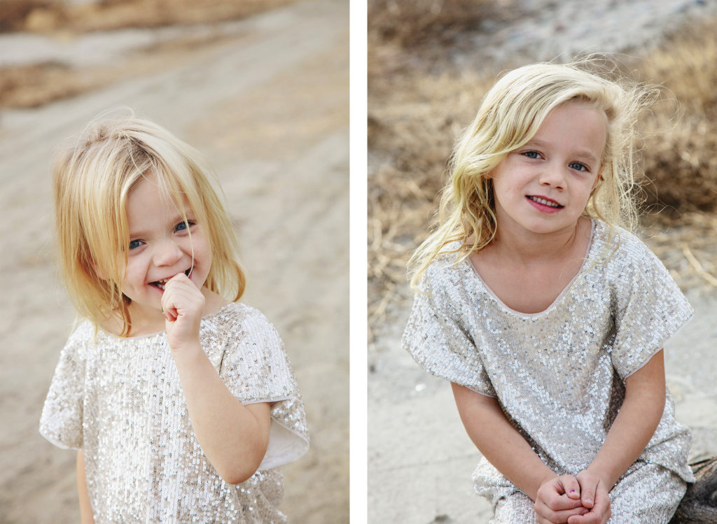 Beautiful portraits of a toddler and her young sister in the desert.