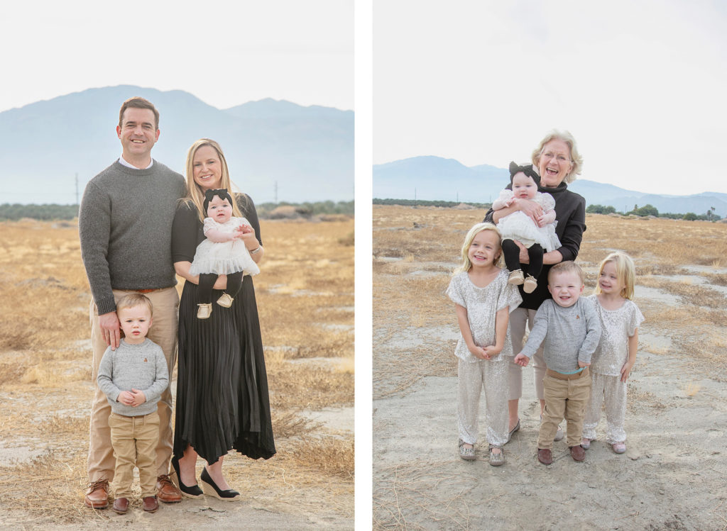 Grandma and her little grandchildren pose for a fun and silly photograph