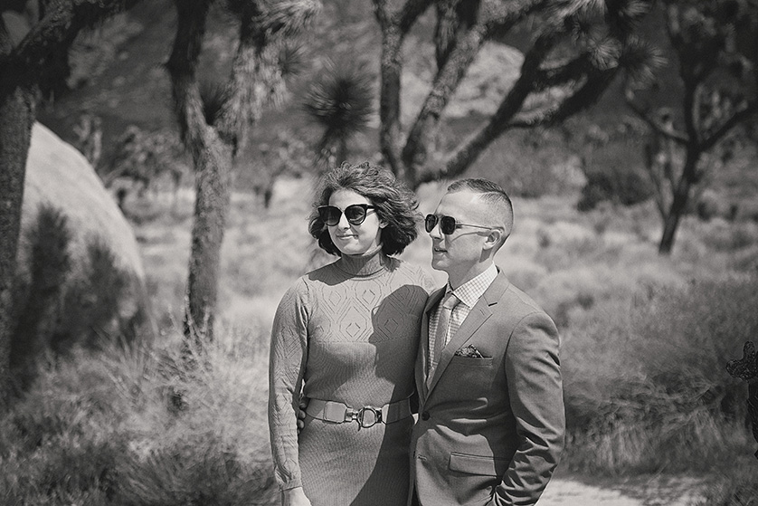 Guests stand at the ceremony site in Joshua Tree national park