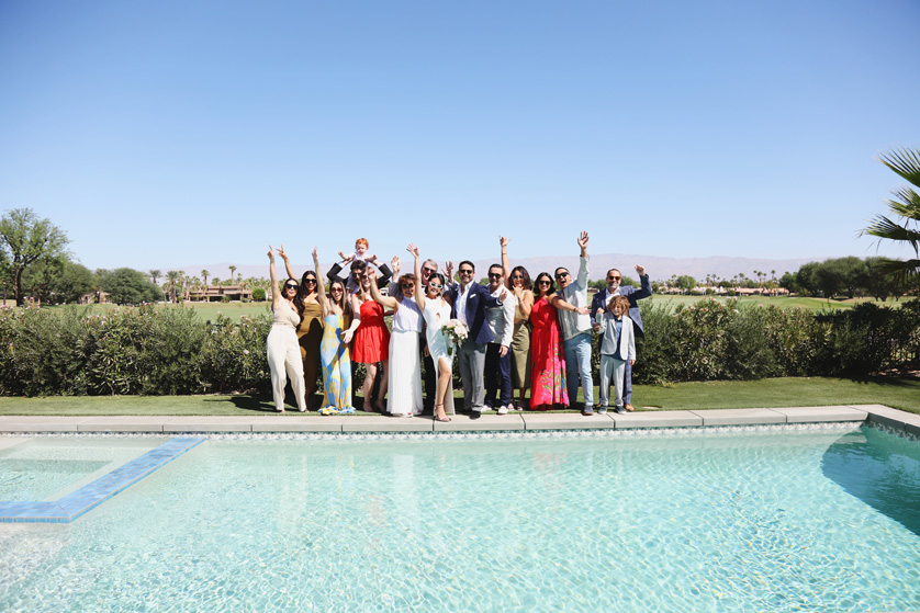 Outdoor portrait of all wedding ceremony guests