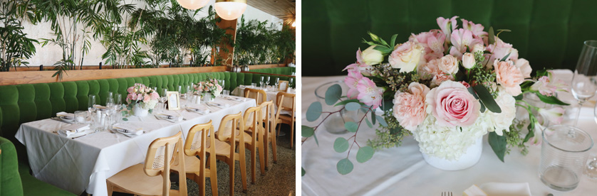 Detail photos of the table settings and flowers