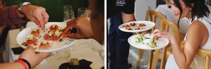 Candid and details photos of the passed Hors d'oeuvres