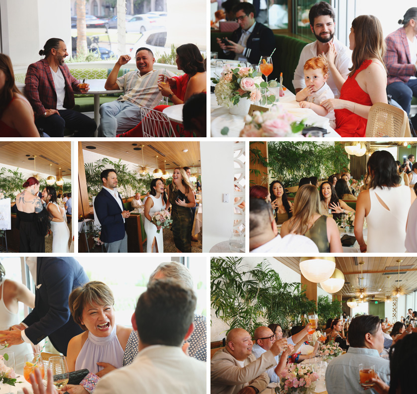 Documentary style photos of wedding luncheon