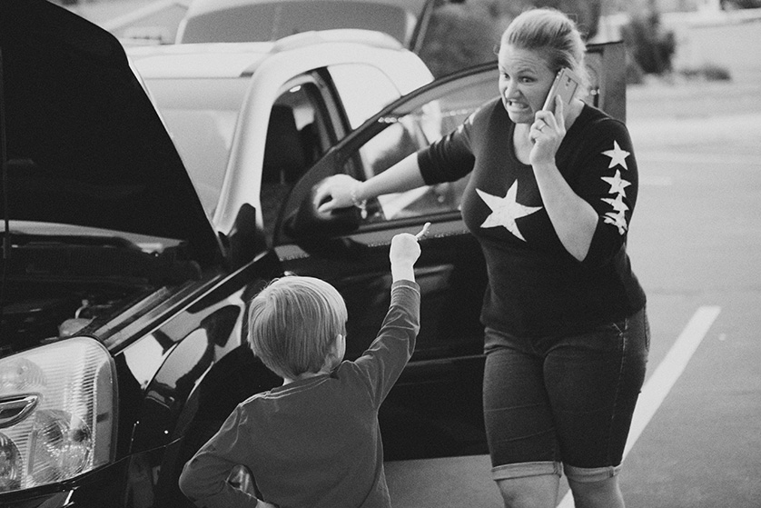 Cute mom and son moment 