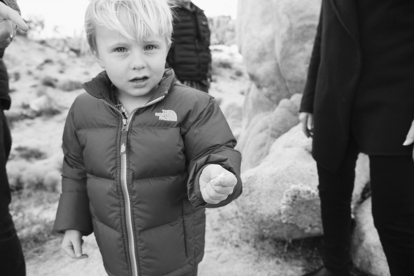 Toddler shows off the beautiful rock he found