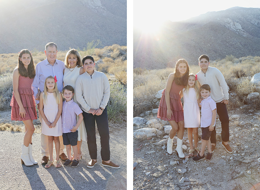 Family poses for photographs in Palm Springs Ca.