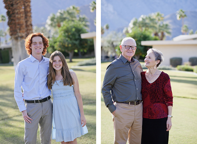 Sweet family photos on golf course in Palm Springs