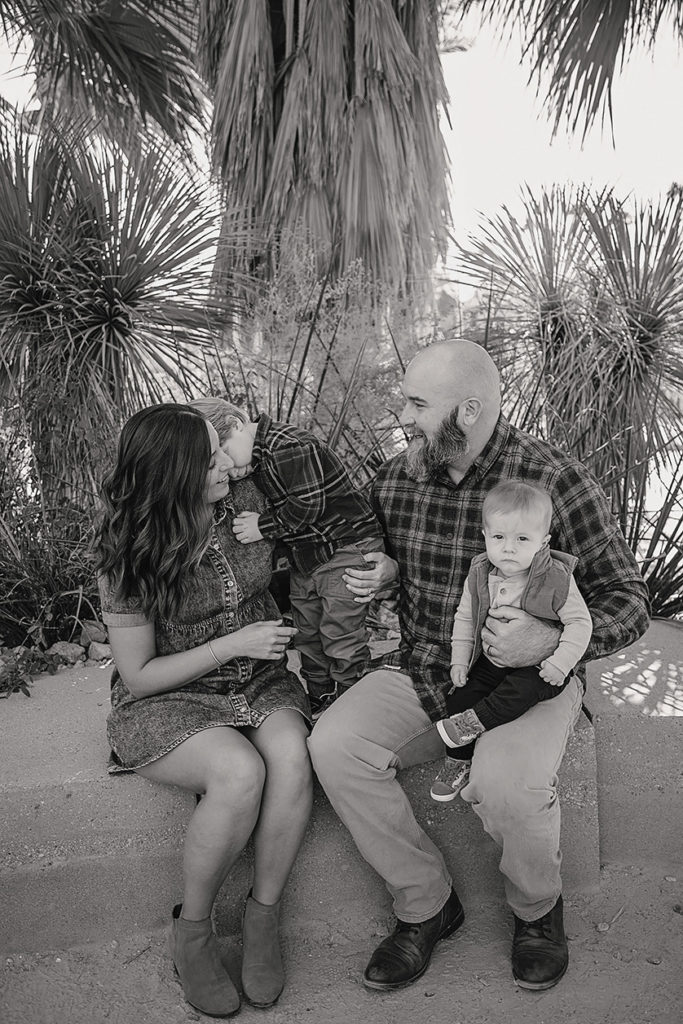 Family photo in black and white