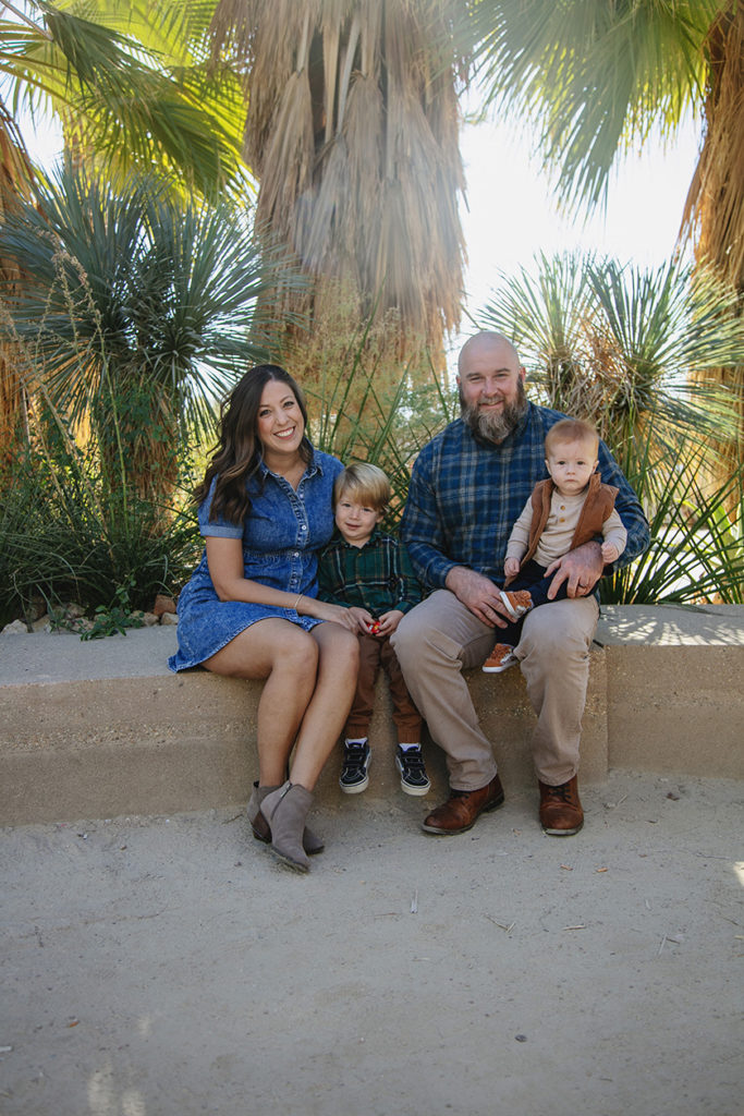 Color photo of young family of four