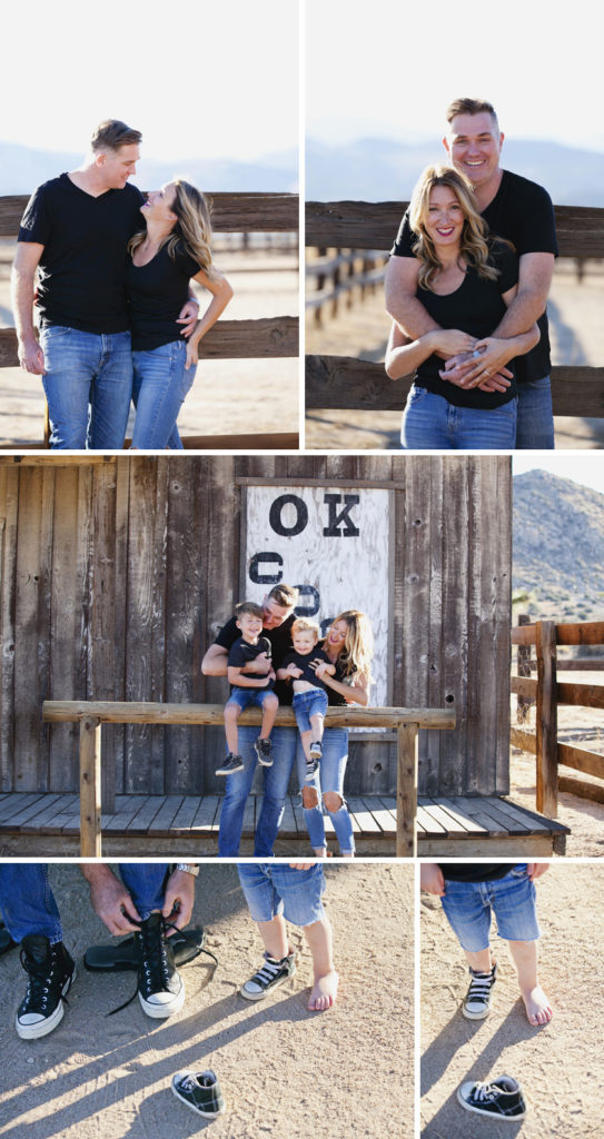 Collage of family photos at Pioneertown, California