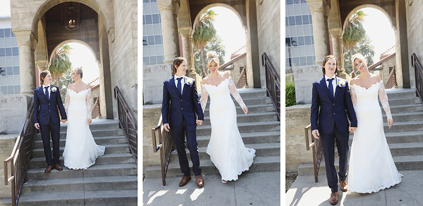 Bride and Groom lifestyle portraits on church steps