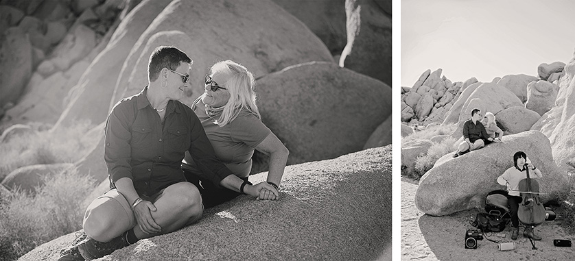 Joshua Tree engagement photos in black and white