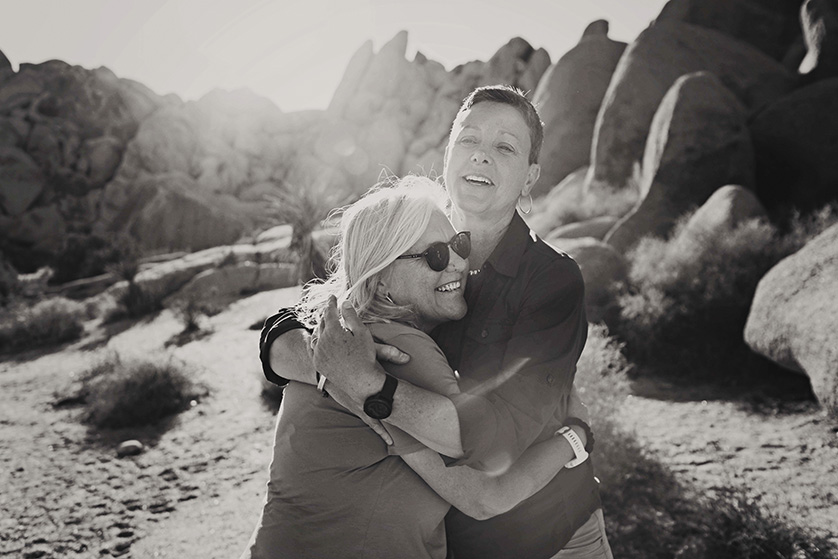 Two women get engagment in joshua Tree ca.