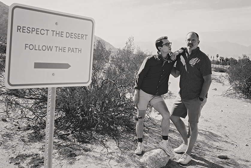 Creative poses for two grooms