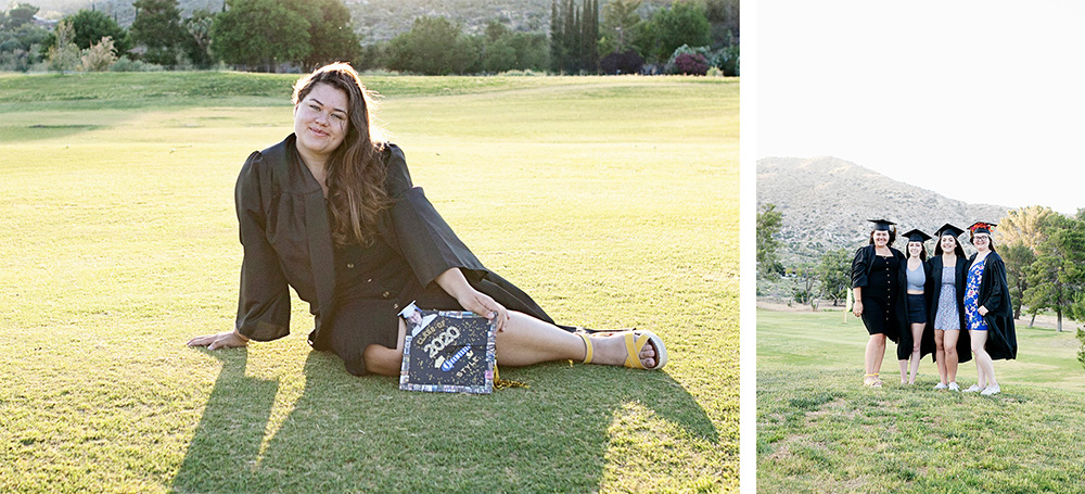 Photos of high school seniors in their cap and gowns