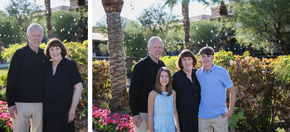Outdoor family photos at the Ritz hotel in Rancho Mirage