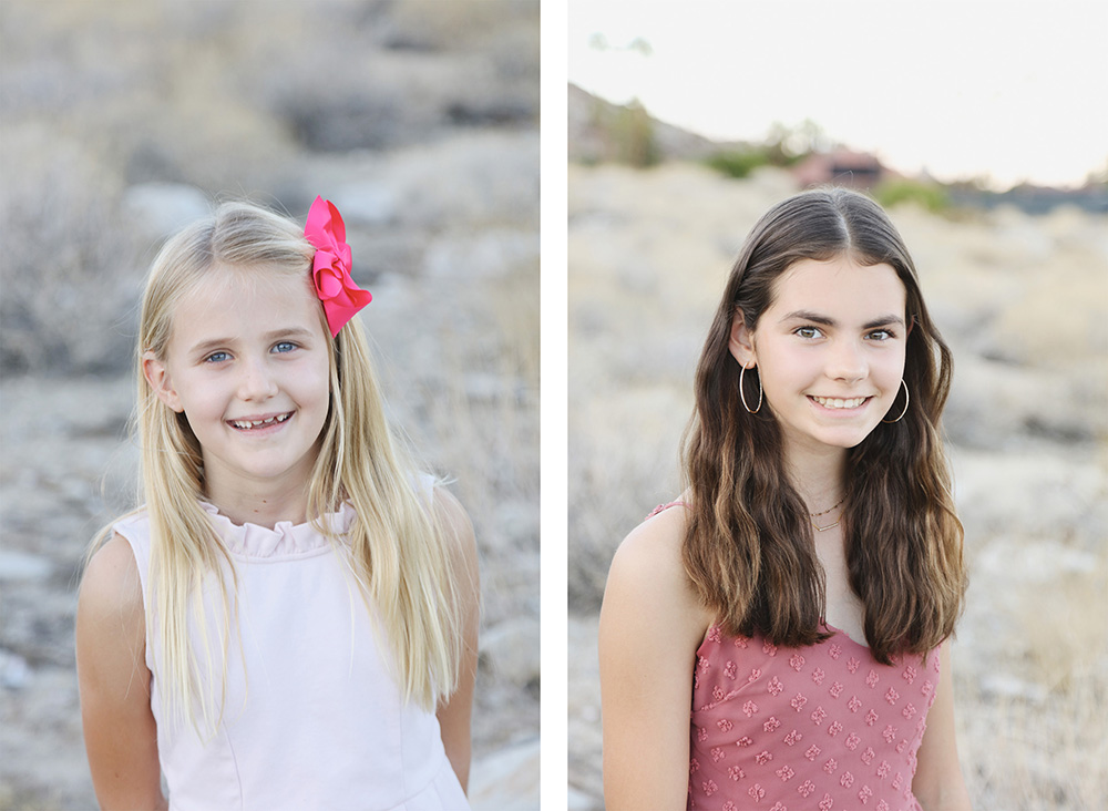 Two lovely portraits of a young girl and a teen in the desert. 