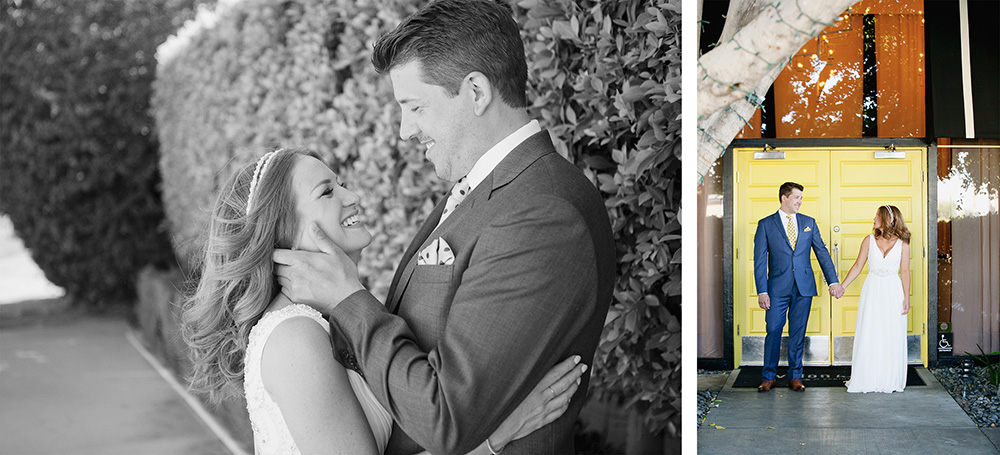 Sweet moments between and bride and groom at Avalon Hotel