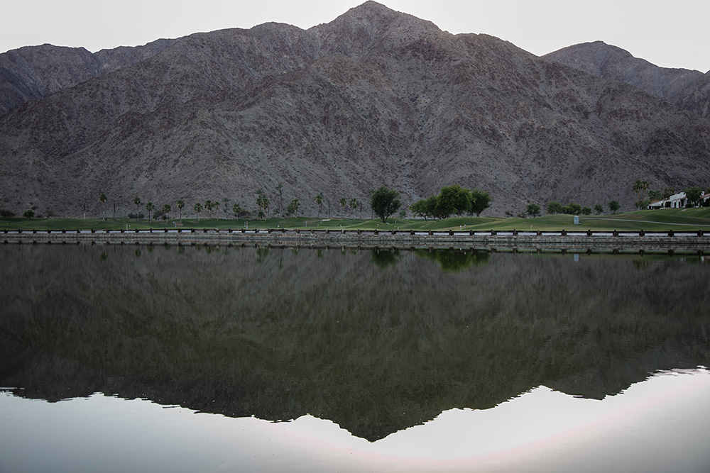 View across a man made lake at PGA La Quinta