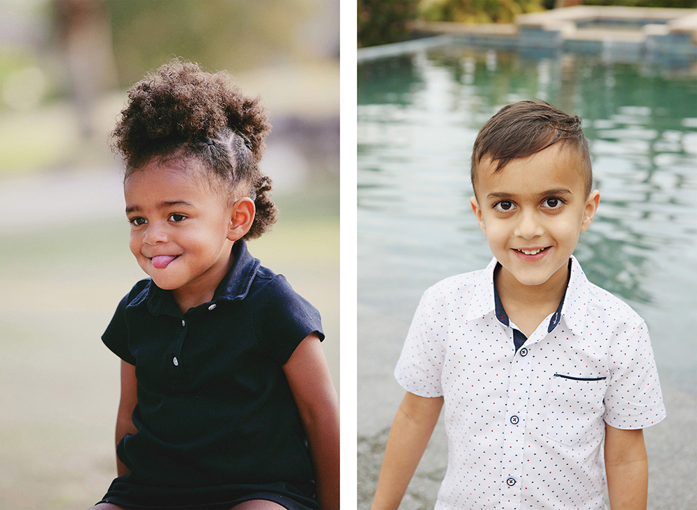 Two photos of toddlers. 